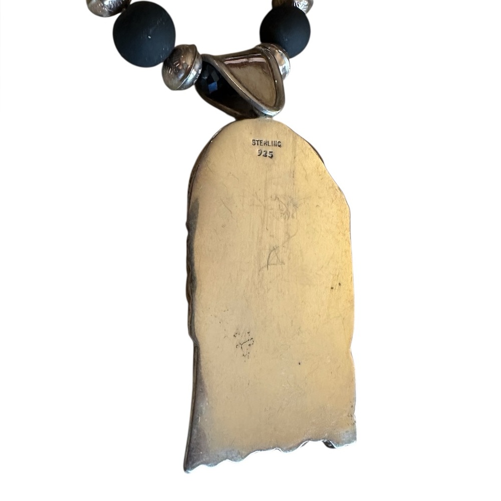 Fossil ivory Alaska intricately handcarved otter goddess Sterling necklace beads - Picture 13 of 15